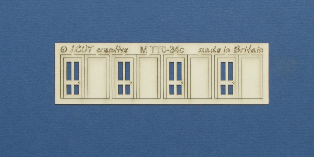 M TT0-34c TT:120 kit of 4 single doors type 1 Kit of 4 single doors. Designed in 2 layers with an outer frame/margin. Made from 0.35mm paper.
